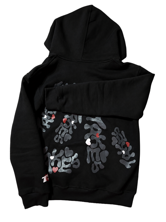 Take Five Black " โ love " Zip-Up Hoodie